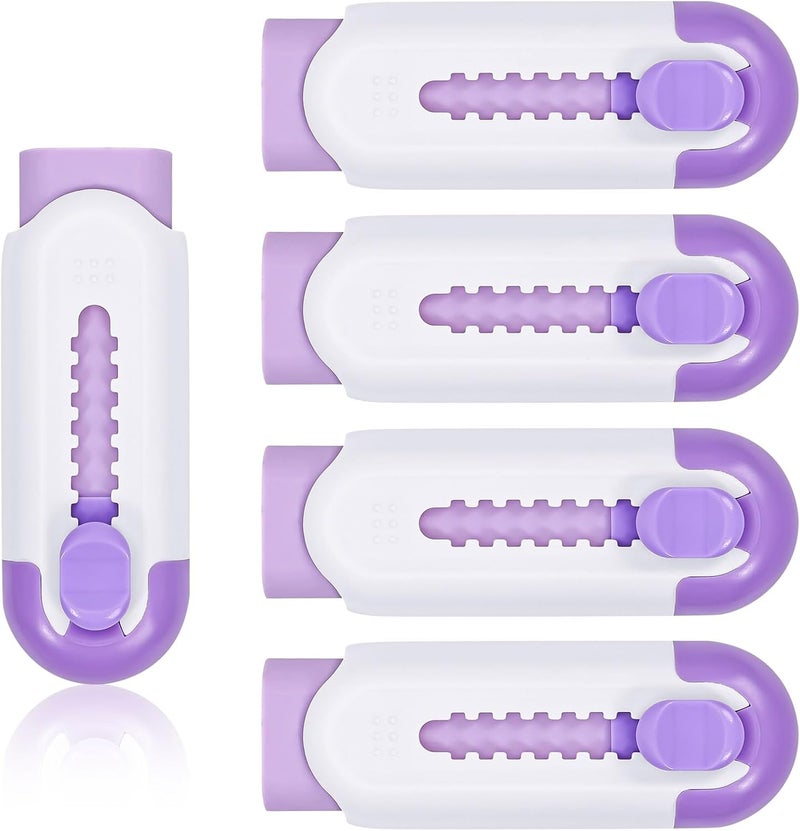 Muxdilu Pencil Erasers, Retractable Erasers for Pencils - White Purple, Pack of 5 - Image 1